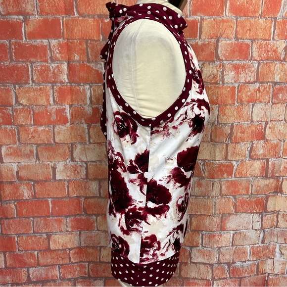 White House Black Market Polka Dot and Floral Tie Back Halter Neck Top - Picture 5 of 8